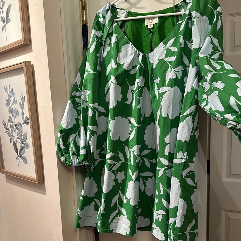 Green and White Floral Dress